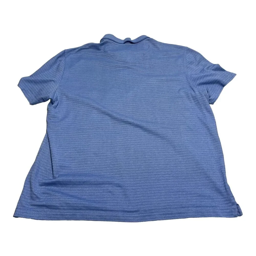 Van Heusen Flex Polo Shirt Men's XL Blue Striped Pockets Short Sleeve Collared - Picture 3 of 6